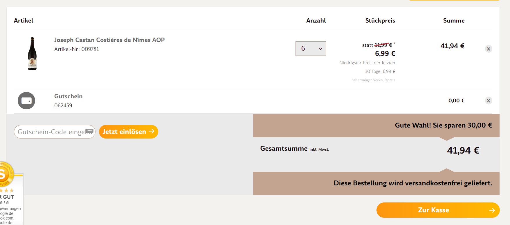 ebrosia Gutschein anwenden