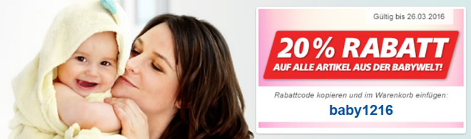 20% Rabatt auf alle Artikel aus der Babywelt bei Real