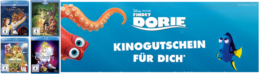Gratis "Findet Dorie"-Ticket beim Kauf von 2 Disney-Filmen