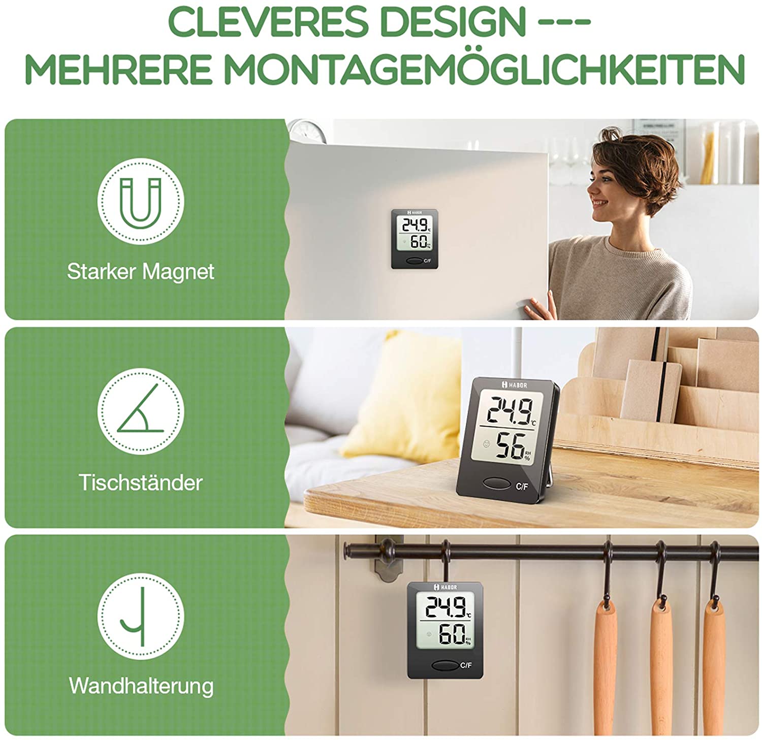 NUR 5,84€!!! 35% Rabatt Habor Thermo-Hygrometer innen