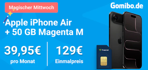 Nur heute 💡 Apple iPhone Air & 50GB 5G Telekom Tarif für 39,95€ mtl.