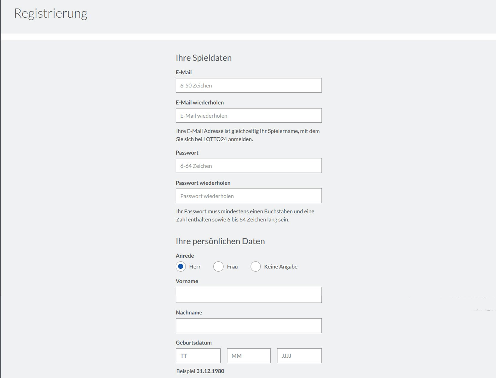 Lotto24 Daten angeben