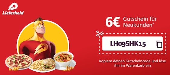 6€ Rabatt bei Lieferheld für Neukunden (12€ MBW)