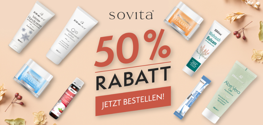 Ascopharm: 50% auf Kosmetik &amp; Nahrungsergänzung von Sovita sparen