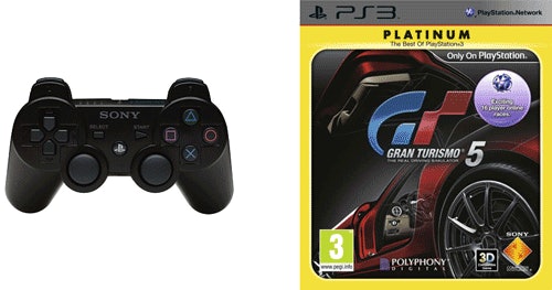 PS3 Dualshock Controller + Gran Turismo 5 Platinum für 51€