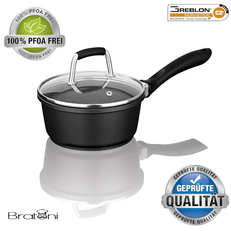 Stielkasserolle mit Glasdeckel- 16 cm (1L) 19,99 statt 49,99€