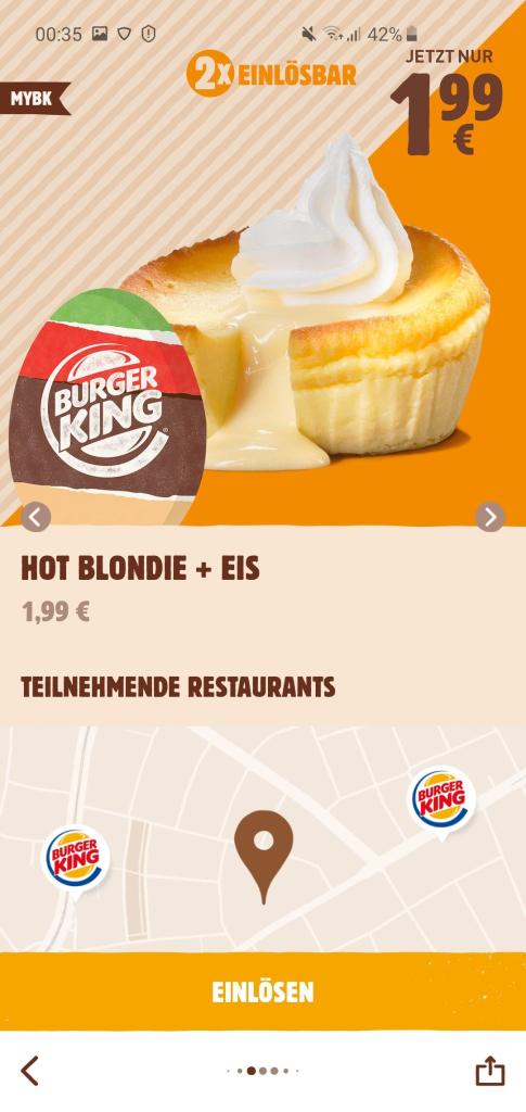 Hot Blondie + Eis 1,99€ [Burger King]