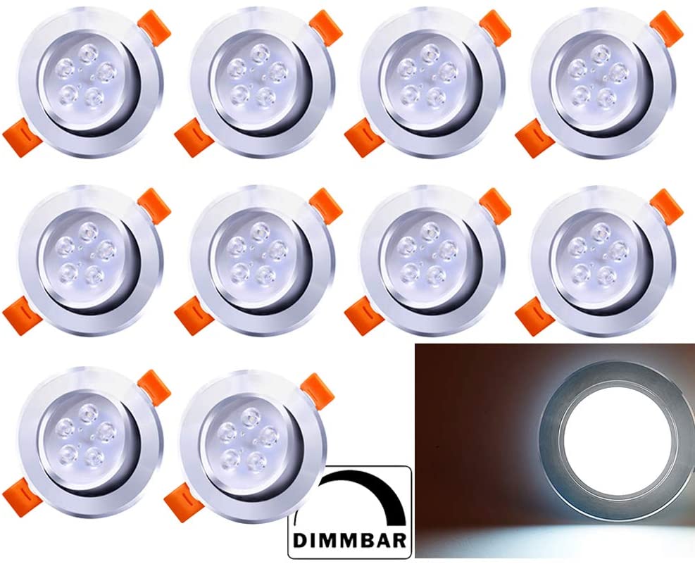 BMOT 10er 5W LED Einbauleuchte, Dimmbar kühlweiß, 420lm 3200K