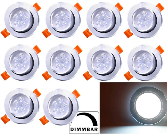 BMOT 10er 5W LED Einbauleuchte, Dimmbar kühlweiß, 420lm 3200K