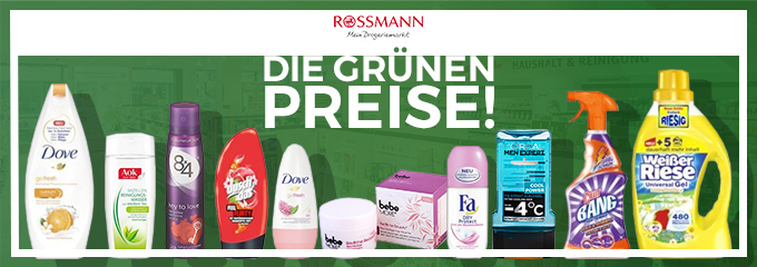 Top 10 Grüne Preise bei Rossmann am 29.03.2017 - z.B. Fa Deo für 0,40€