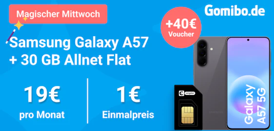 Effektiv nur 0,33€ mtl. ✨📱 Samsung Galaxy A57 (256GB) mit 30GB Telekom Allnet-Flat