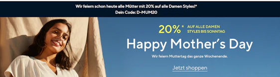 Muttertags-Rabatt bei Tom Tailor – 20% Rabatt auf Damenmode, auch auf Sale
