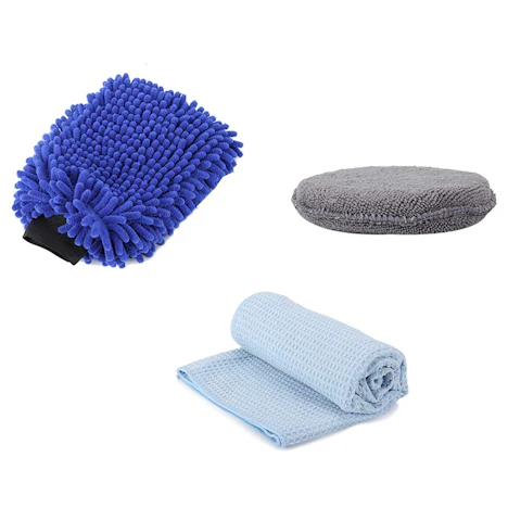 3Pcs Autowasch Tools Kit mit Waschwasser Magnetic Tuch Double-Sided Chenille-Handschuh und Waxing Schwamm