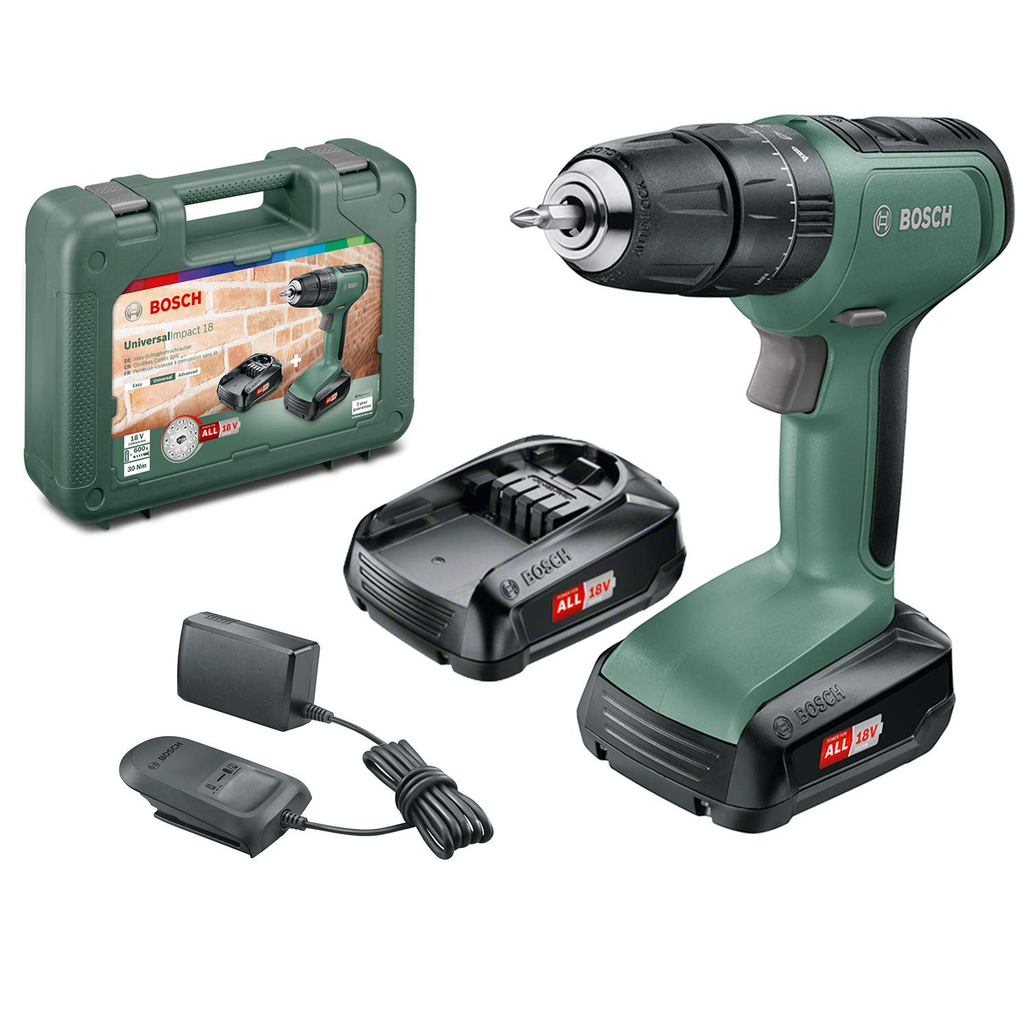 Bosch Akku Schlagbohrschrauber UniversalImpact 18 (2 Akku, 18 Volt System, im Koffer)