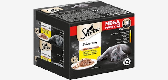 Sheba Nassfutter Geflügel Variation in Sauce für 11€ - 32x85g-Packung, abwechslungsreich, leicht portionierbar