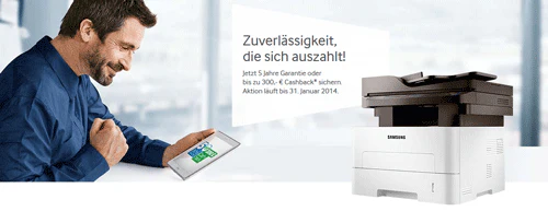 Bis zu 300€ Cashback oder 5 Jahre Garantie für Samsung Drucker