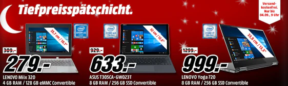 Convertible-Tiefpreisspätschicht bei Media Markt - z.B. Microsoft Surface Pro + Type Cover für 849€