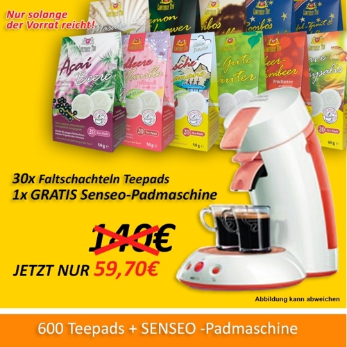 30 x Teepads + Gratis Senseo Padmaschine