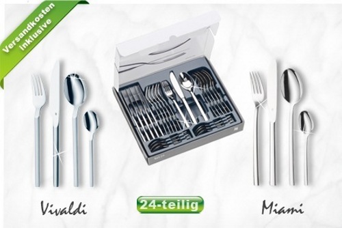 24-teiliges WMF-Besteckset „Miami“ oder „Vivaldi“ aus Cromargan®-Edelstahl inkl. Versand ab 49,95 statt bis zu 199,95€