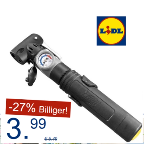 LIDL - TagesDeal - Mini-Luftpumpe Teleskop-Fahrradpumpe div. Ventile für 3,99€ statt 5,49€ (27% günstiger)