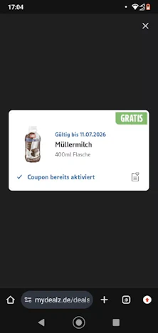 Müller Milch gratis bei EDEKA in der App - ab 10€ MEW - ggf. nur regional