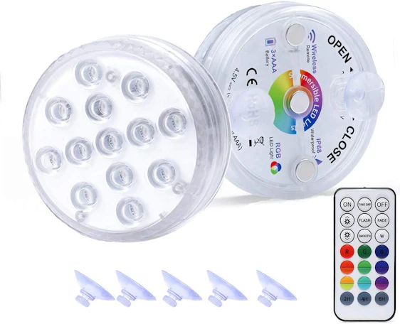 Wasserdichtes LED Licht 2 Stück ,mehrfarbige RGB-13-LED-Perlen mit RF-Fernbedienung Ausgestattet mit Magnet und Saugnapf