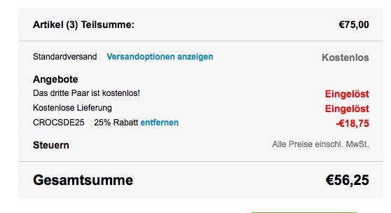 Angebot bei Crocs