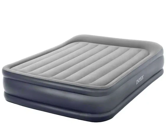 INTEX Deluxe Pillow Rest Luftbett für 2 Personen mit Kopfkissen (152×203×42 cm) max. 272 KG in grau für 24,99€(statt 39,99€)