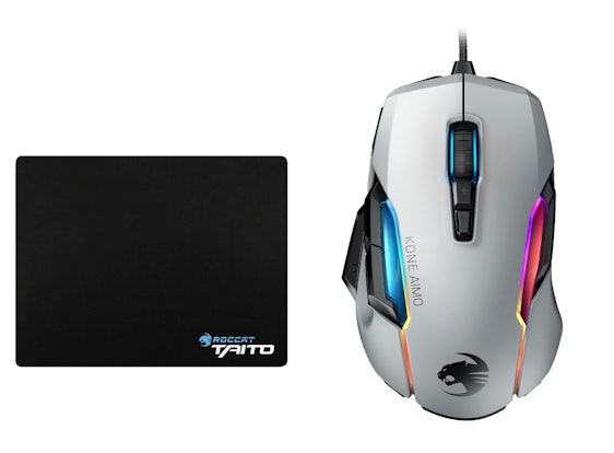 Roccat Kone Aimo (Weiß) + Roccat Mauspad ab 35€ – kabelgebundene Präzisions-Gaming-Maus