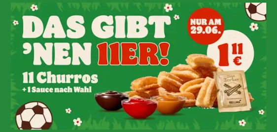 Nur heute: Burger King Churros für 1,11€ - 11 Stück mit Sauce nach Wahl