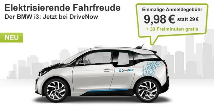 DriveNow Anmeldung für 9,98 euro + 30 Freiminuten geschenkt