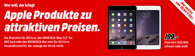 Applenight bei Media Markt - iPad mini für 199€