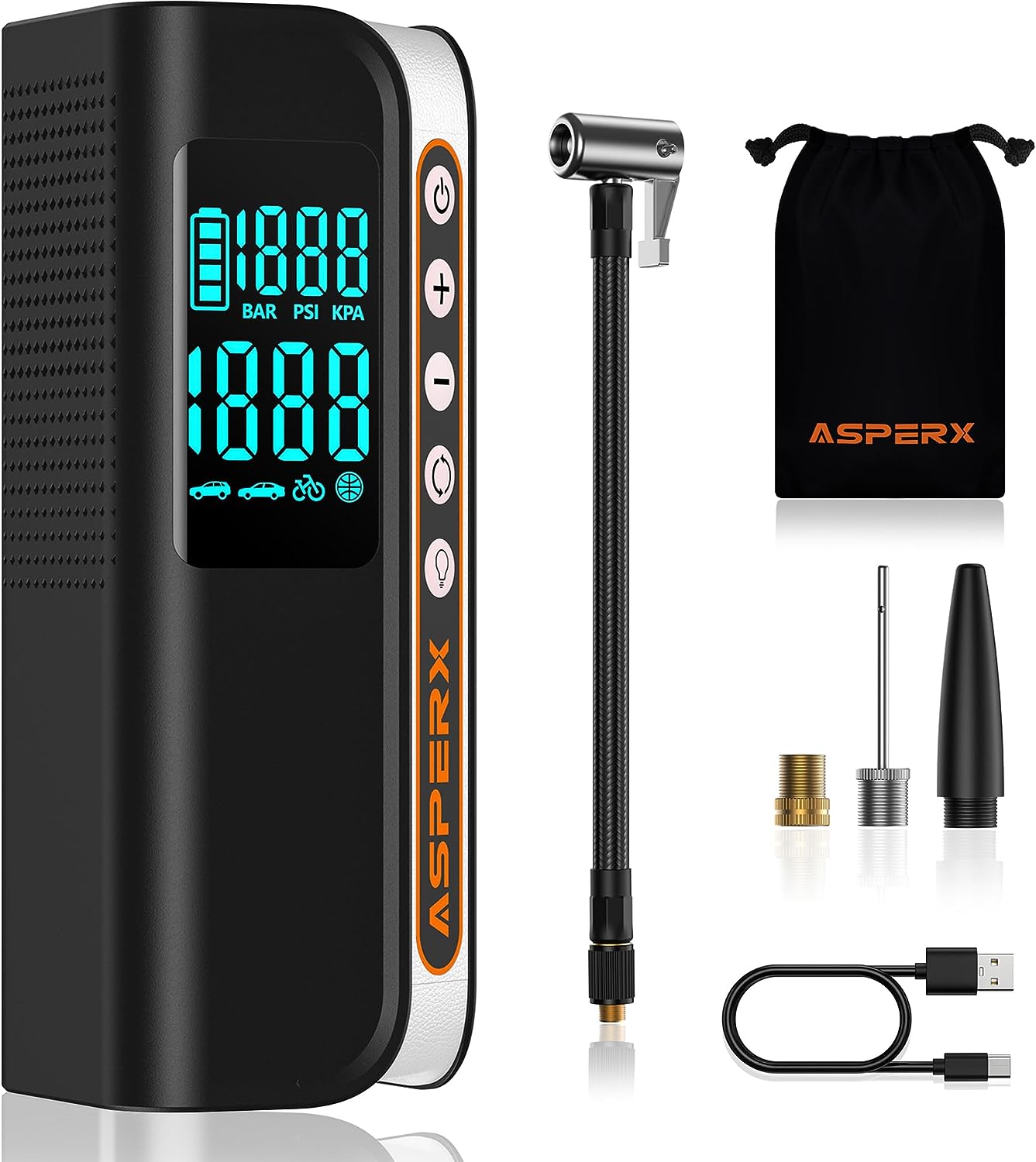AsperX Akku Luftpumpe für 40€ - 7500mAh, kompakt und für bis zu 11 bar