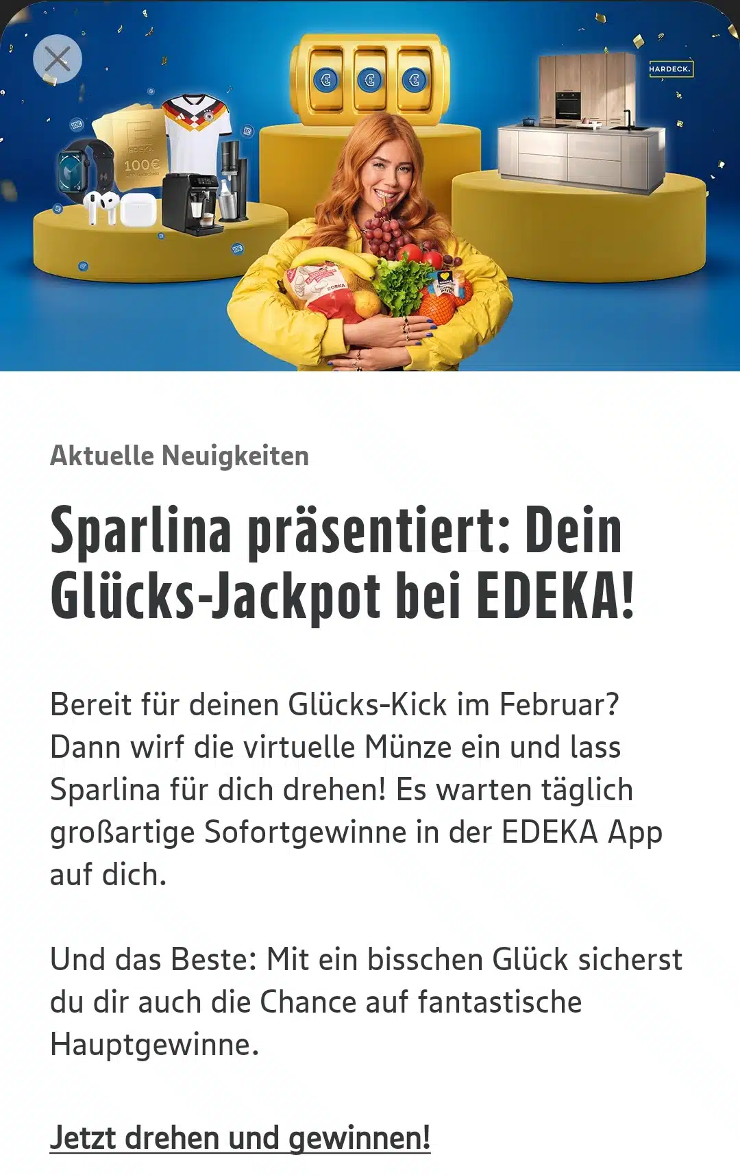 Edeka (Rhein-Ruhr?): Sparlina präsentiert den Glücks-Jackpot