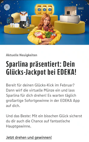 Edeka (Rhein-Ruhr?): Sparlina präsentiert den Glücks-Jackpot
