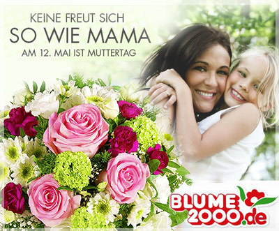 Zum Muttertag 6€ Rabatt bei Blume2000.de durch 15€ Gutschein für 9€