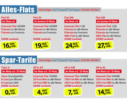 Aktion Handytarife ohne Laufzeit ab 4,95€ im Monat