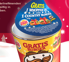 Whopper Junior oder Country Burger Gutscheine auf jeder Pringles Dose ab 1,11€