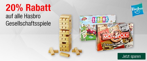 20% Rabatt auf Hasbro Gesellschaftsspiele bei Galeria Kaufhof - z.B. günstige Monopoly-Editionen