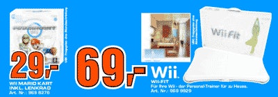 Wii Fit 69 €, Mario Kart 29 €