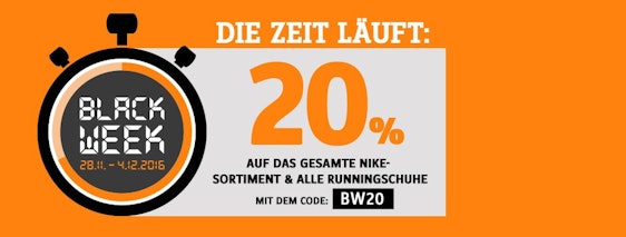 Black Week bei Sportscheck: 20% Rabatt auf alle Nike-Artikel und alle Runningschuhe