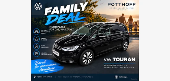 Volkswagen Touran 1.5 TSI Energy DSG für 249€/Monat 🚐✨ Privatleasing, 24 Monate, 10tkm/Jahr
