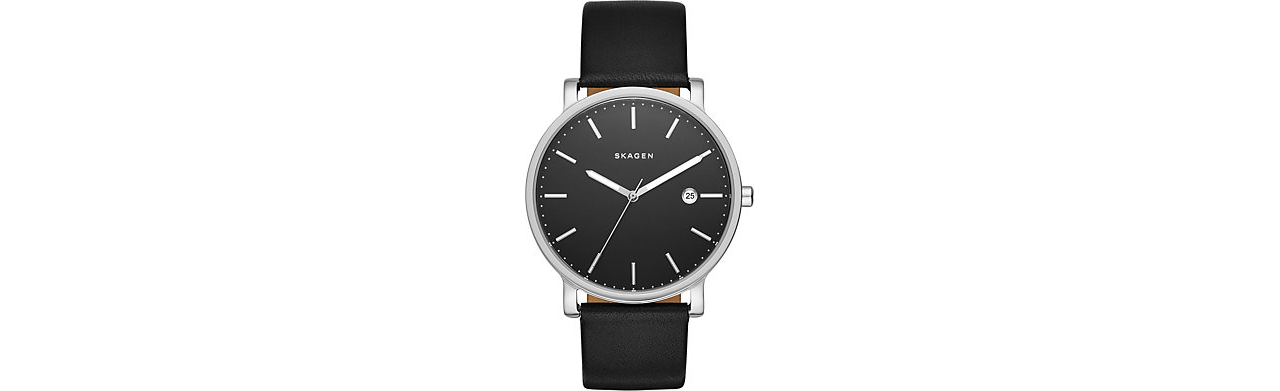 Skagen Hagen für 79€ – Herrenarmbanduhr in Schwarz mit Lederarmband