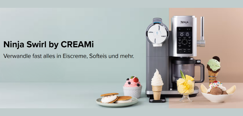 Ninja Swirl Creami für 333€ - Softeis- und Eismaschine, 13 Programme, Mix-in-Funktion