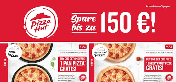 Pizza Hut Gutscheine » bis Februar 2019 » alle Coupons und Rabatte als PDF 🍕
