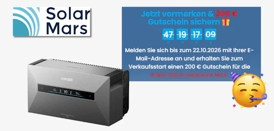 200€ Gutschein & gratis Smart Meter Gen 2! ☀️ Anker SOLIX Solarbank MAX Speicher (7kWh) für 2.099€