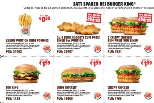 Burger King Gutscheine für März/April(Mai)