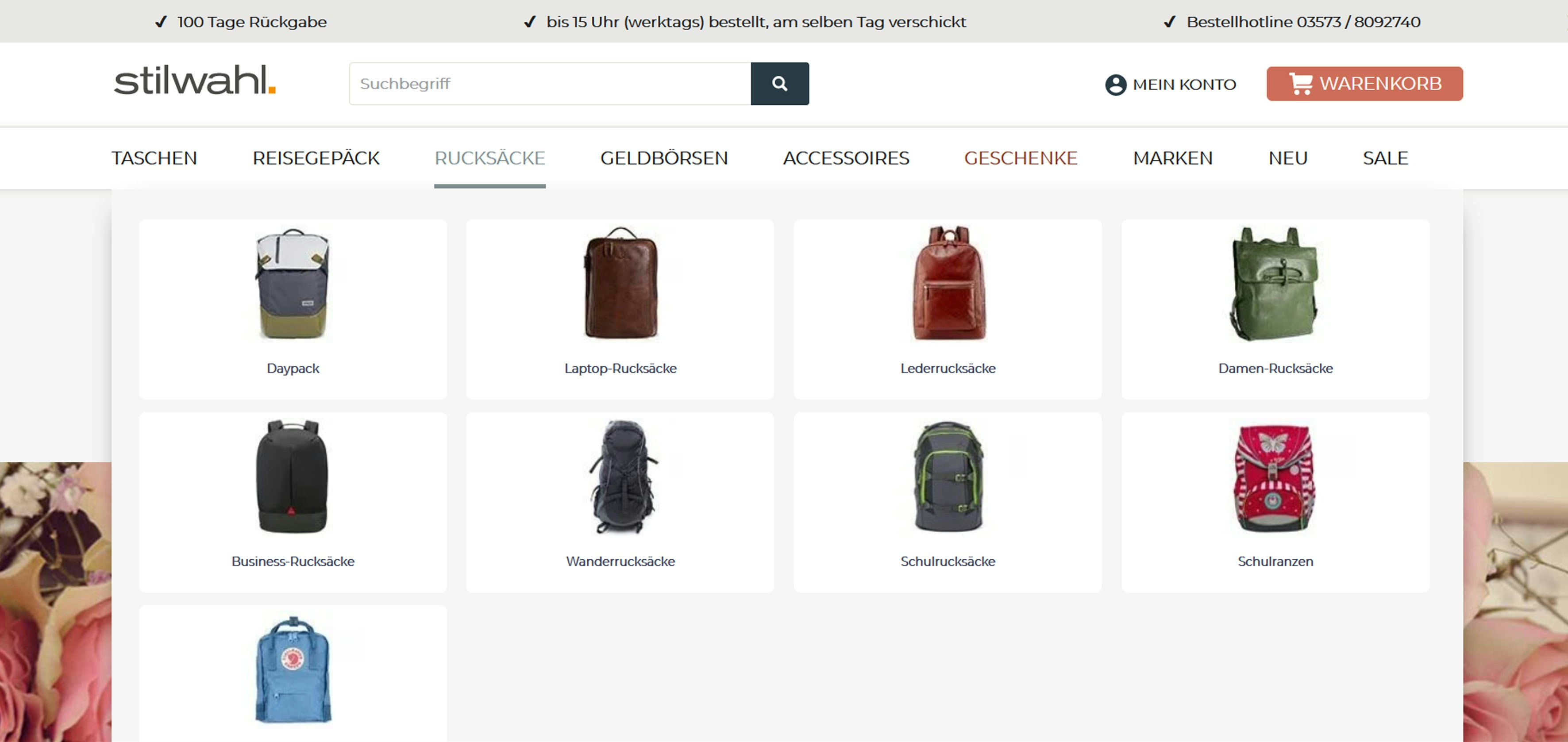 stilwahl Kategorie Rucksäcke