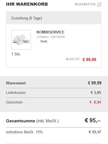 Villeroy & Boch Basic White Geschirr-Set (30-tlg.) für 114€ *UPDATE2*