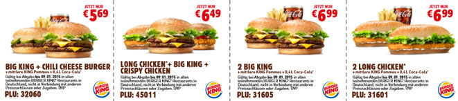 Burger King Sparscheine von November bis Januar - Pommes für 50 Cent und 2-für-1 Aktionen